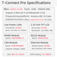 Carte de développement LILYGO T-Connect Pro ESP32-S3 avec module LoRa SX1262, RS485+CAN+RS232, transmission de données à distance multifonctionnelle