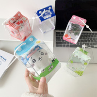 Sac de rangement transparent personnalisé et mignon en forme de boîte de lait 3D pour bébé, sac de présentation à bandoulière pour étudiant, poupée ou accessoires de bébé en extérieur