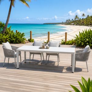 Juego de Comedor de Aluminio con Diseño de Lujo para Jardín, con Cómodas Sillas y Mesa Impermeables para Patio, Hotel y Exteriores - Product Image 1