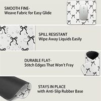 Tapis de souris en caoutchouc antidérapant lavable de style anime mignon de qualité supérieure, avec bord cousu, design nœud noir, 9,25x7,75x0,12 pouces, pour usage au bureau