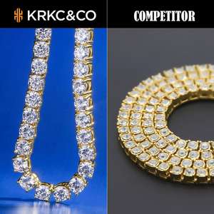 Cadena de tenis de 3MM, 4MM, 5MM, joyería de diamantes <span class=keywords><strong>CZ</strong></span> Iced Out Round Zirconia, collar de pulsera de Latón chapado en oro blanco de 14K para hombres y mujeres - Product Image 2
