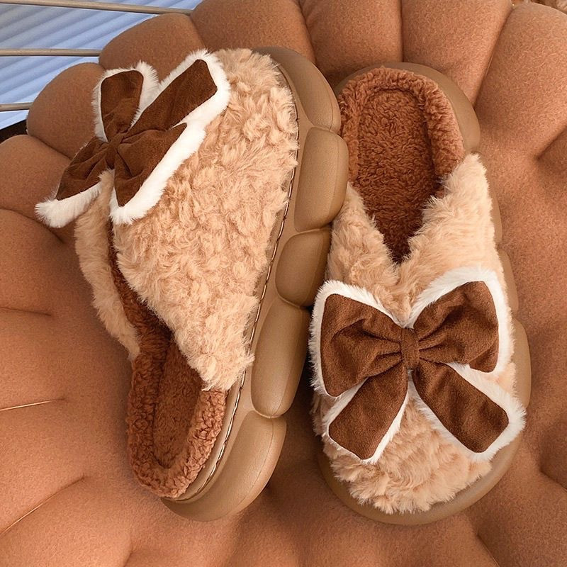 House EVA Slippers Women Winter Cotton Slippers Thick Bow Home Slippers Wholesale
