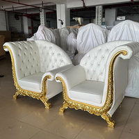 Mobilier de fête de luxe dernier cri conçu mariage en or chaise royale roi trône canapé de reine pour mariage
