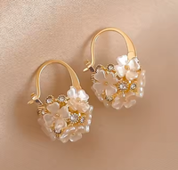 Boucles d'oreilles tendance coréennes en alliage, motif fleur, plaqué or 14 carats, acier inoxydable de haute qualité, personnalisables à 100 %