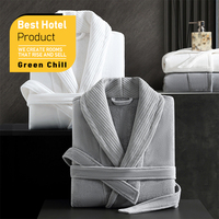Peignoirs d'hôtel en coton blanc standard en gros, peignoirs de spa en tissu éponge respirant et doux, peignoirs en coton unisexe pour hôtel