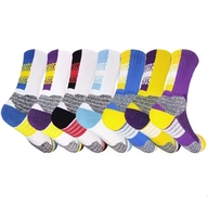Chaussettes de basket rétro rayées en gros, style vintage, chaussettes de sport mi-mollet