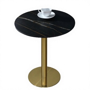 Mesa de Centro Redonda Moderna de Piedra Acanalada, Mesa de Pedestal de Lujo con Tapa de Piedra Sólida, Muebles para Sala de Estar - Product Image 4