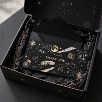 Ensemble de cartes de remerciement personnalisées imprimées en noir avec motifs célestes en feuille d'or et enveloppe pour emballage de coffret cadeau, vente en gros