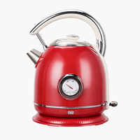 Bouilloire électrique rétro en acier inoxydable OEM avec thermomètre, 1,7 L, ébullition rapide, arrêt automatique, bouilloire à eau pour le thé