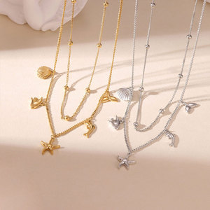 สร้อยคอจี้แฟชั่นสไตล์ฮาวายสำหรับผู้หญิงทำจากสเตนเลส316L เครื่องประดับ14K 18K - Product Image 1