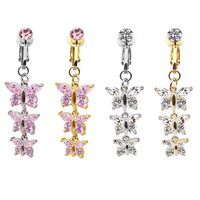 Non Piercing Clip Nombril Anneau Faux Papillon Nombril Anneau Barbell En Acier Inoxydable Corps Bijoux En Gros