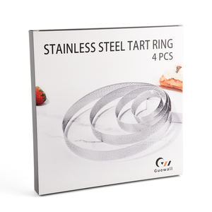 Anneau à tarte rond antiadhésif en acier inoxydable 6/<span class=keywords><strong>10</strong></span>/15/20cm, ensemble de 4 anneaux perforés, moule à pâtisserie pour la cuisson du Dessert français - Product Image 6