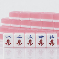 Mahjong Traditionnel Chinois - Mahjong en Acrylique Effet Gelée Haut de Gamme, Grande Taille, Portable, Série Cristal Pâte de Haricot Rouge