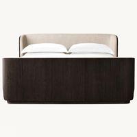 Lit Double King Size en Tissu Capitonnage de Haute Qualité, Cadre de Lit en Bois Rembourré pour Chambre à Coucher