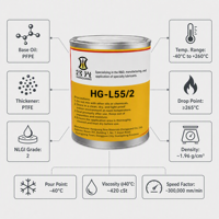 Graisse haute vitesse HG-L55 PFPE PTFE 300K Ndm NSF H1 FDA 260 sans silicone HANGUANG 1KG pour roulement de broche, engrenage, rouleau textile