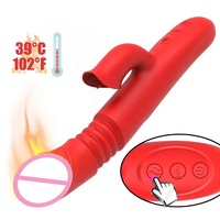Leckender Stoßender Dual-Vibrator Teleskopischer Vibrations-Wärme-Dildo Frauensextoys Heizender G-Punkt-Stab Vibratoren