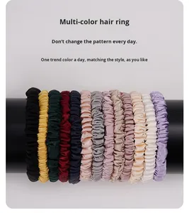 Lot de 4 chouchous 100% Soie de Mûrier, antidérapants, fins, unisexes, antistatiques, pour mariages et sommeil, pour cheveux épais, accessoires capillaires - Product Image 3