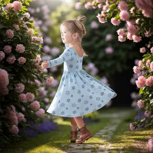 iBaifei Custom Design Print Super Soft Bamboo Dress For Kids Short Sleeve Floral Design Classic Baby Girl Baby Dresses