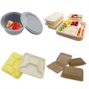 "Automatic Disposable Tableware Trays Packaging Bio Degradable Corn Starch Biodegradable Food Container Making Machine"