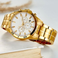 Montre Homme Sportive Multifonction Chronographe en Acier Inoxydable Style Affaires Tendance avec Fenêtre Calendrier et Découpes Sectorielles Uniques