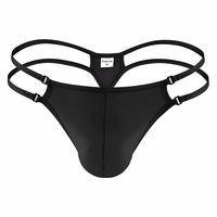 Slip string respirant et antibactérien pour homme, en similicuir imprimé numérique, en soie glacée unie, personnalisé, taille basse, grande taille