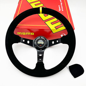RASTP 345mm Deep Dished Red Racing Steering Wheel + Ball Quick Release Adapter Kit – Black PVC Leather