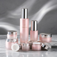 Flacons en verre givré rose et vert de luxe personnalisés de 20 ml et 120 ml pour sérum de soin de la peau, flacons vides avec compte-gouttes, pompe, lotion, emballage liquide, boîte