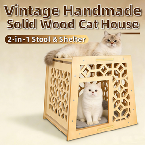Cuccia Moderna di Lusso per Gatti da Interno in <span class=keywords><strong>Legno</strong></span> Massello con Design Intagliato Vintage, Elegante Rifugio per Animali Domestici di Facile Montaggio e Pulizia - Product Image 3