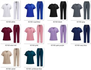 42168 pantalon droit à col en V personnalisé blanc 120gsm gommages d'allaitement grande taille gommages médicaux gommages uniforme infirmière - Product Image 2