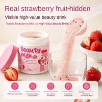 Poudre de Collagène Beauté au Lait Saveur Fraise 180g en Boîte, Comprimés au Glutathion, Disponible à l'Exportation, Durée de Conservation 24 Mois