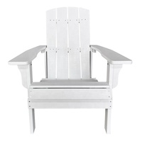 de patio moderne Ensemble de chaises adirondack blanches en bois plastique pour l'extérieur avec pouf et table d'appoint