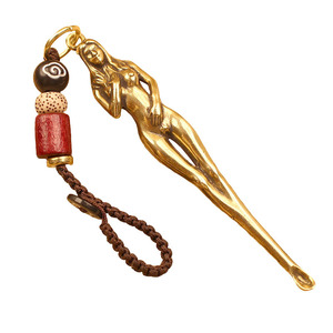 Sidaoyuan laiton déesse oreille cuillère voiture porte-clés pendentifs suspendus ornements pour hommes et femmes général Vintage cadeau Manufa - Product Image 1