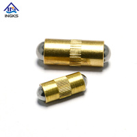 Piston à bille à ressort à double extrémité moleté en acier inoxydable avec corps en laiton de haute qualité, modèle INGKS 14F-11BS M3-M12, doré