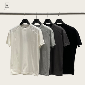 Camiseta Esportiva de Verão Lulu Nova com Toque Fresco, Estilo Patchwork, Gola Redonda, Manga Curta, Roupas de Fitness, Secagem Rápida para Homens - Product Image 1