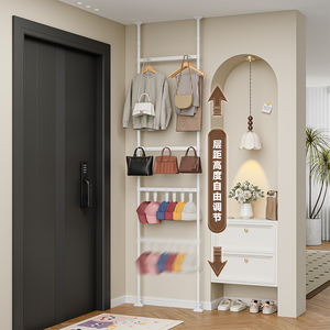 Clothing Organizer Standing Type Stainless Steel Rectangle Multifunctional For Entryway Wall <b>Hooks</b> Coat Rack With <b>Hooks</b> <b>Clips</b> - Product Image 2