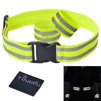 Cinturón de Seguridad Reflectante y Juego de Bandas para Brazos y Piernas, Cinturón Elástico Ajustable con Velcro para Corredores, Ciclistas y Trabajadores al Aire Libre