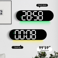 Studienzeit OEM Riesige Zahlen RGB Neonlicht-Maschine Tageskalender Spiegel-Uhr Tisch-Schreibtisch-Wecker Digitale LED-Anzeige Uhr für Zuhause