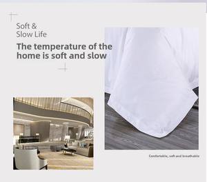 Collection d'hôtels modernes cinq étoiles draps <span class=keywords><strong>de</strong></span> lit Queen Size blanc pur <span class=keywords><strong>parure</strong></span> <span class=keywords><strong>de</strong></span> lit en lin tissé en coton neige avec <span class=keywords><strong>drap</strong></span>-housse plat - Product Image 6