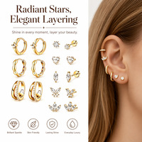 Offre Spéciale : Ensemble de Boucles d'Oreilles Romantiques – Combiné de Boucles d'Oreilles Ondulées, Cœur, Papillon, Couronne et Clous d'Oreilles Plats