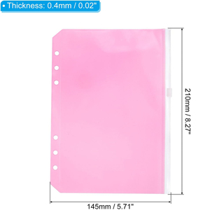 Giá rẻ PVC dây kéo thư mục tài liệu không thấm nước nộp hồ sơ lưu trữ lá lỏng lẻo túi cho 6 vòng Máy Tính Xách Tay Chất kết dính màu hồng 6 lỗ chất kết dính <span class=keywords><strong>Pouch</strong></span> - Product Image 2