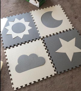 Alfombra <span class=keywords><strong>de</strong></span> juego <span class=keywords><strong>de</strong></span> espuma <span class=keywords><strong>eva</strong></span> para niños, protección segura, sin químicos, gris, blanco, sol, <span class=keywords><strong>luna</strong></span>, estrellas, nube, para gatear - Product Image 4