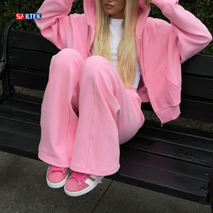 <span class=keywords><strong>Streetwear</strong></span> Y2k Vêtements à la mode en gros Survêtement rose respirant pour femmes Ensemble sweat à capuche zippé décontracté pour femmes 2 pièces - Product Image 2