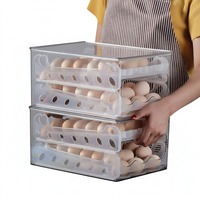 Boîte de rangement pour œufs en plastique ventilée, empilable à plusieurs niveaux, avec glissière automatique, pour cuisine, OEM ODM