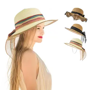 밀짚 모자 도매 여성 밀짚 모자 리본 파나마 모자 여성 밀짚