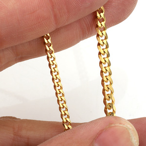 Cadena Cubana de Acero Inoxidable Chapada en Oro para la Fabricación de Collares, Accesorios de Joyería H1443 - Product Image 3