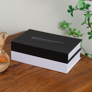 Boîte à mouchoirs en forme de <span class=keywords><strong>livre</strong></span> décorée en tissu de lin haut de gamme, boîte de rangement avec un faux <span class=keywords><strong>livre</strong></span> comme accessoire créatif. - Product Image 5