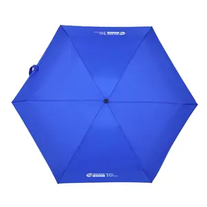 6 Ribs Polyester With UV Silver Coat Custom Logo Imprinted Manual Open Promotional Customized 3 Folding Umbrella