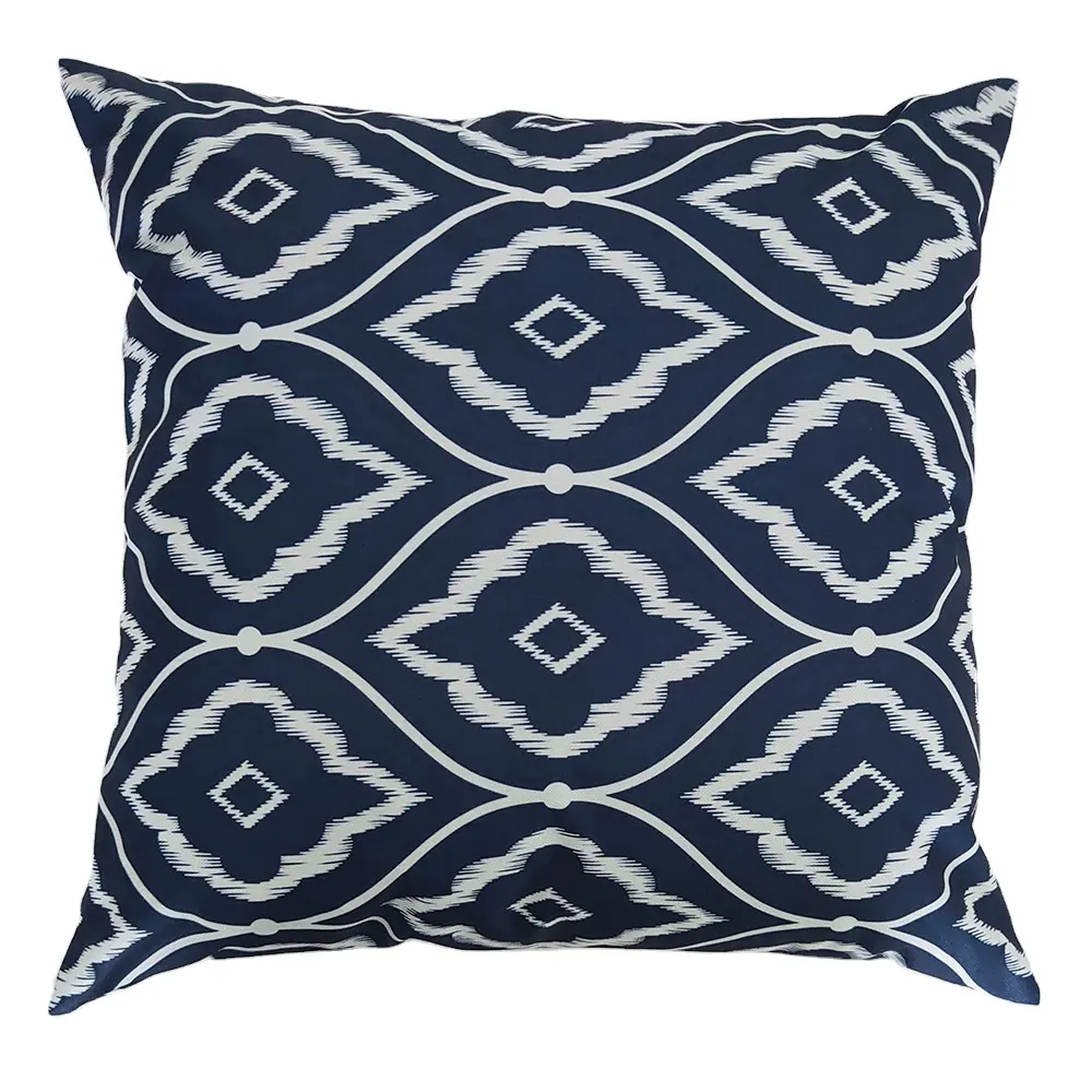 Outdoor Waterproof Cushion Cover with Geometric Pattern Navy Home Decor Throw Pillow Case