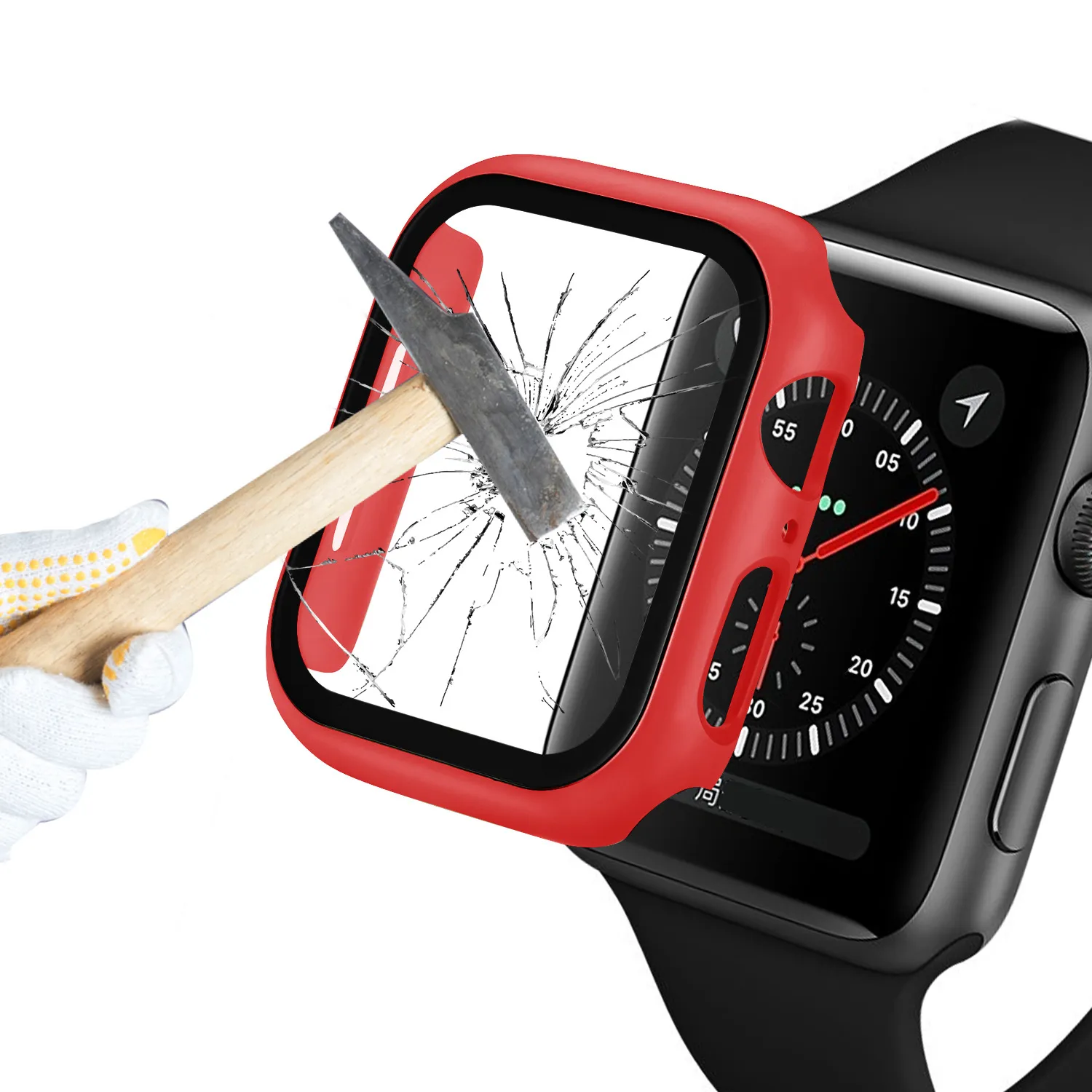 Für Apple Watch Gehäuse Gehärtetes Glas Kunststoff PC Schutz Stoßstangen abdeckung Für Iwatch Gehäuse 38 40 42 44mm