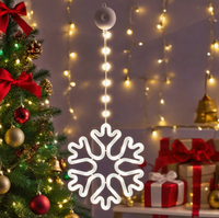 Lumières LED Flocon de Neige à Ventouse, Décoration Suspendue à Piles pour Fenêtre, Chambre, Fête, Ambiance Intérieure, Éclairage Festif